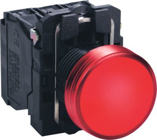 SCHNEIDER-ELECTRIC XB5 COMPLETE SIGNAALLAMP INCL. LED AANSLUITSP. 24VACDC VLAKKE LENS KLEUR ROOD FRONT ROND SCHROEFAANSL.