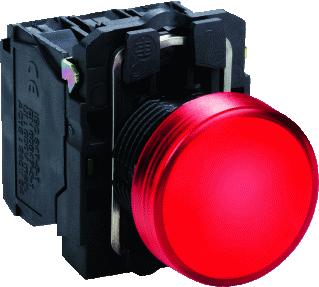 SCHNEIDER-ELECTRIC XB5 COMPLETE SIGNAALLAMP INCL. LED AANSLUITSP. 230-240VAC VLAKKE LENS KLEUR ROOD FRONT ROND SCHROEFAANSL.