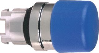 SCHNEIDER-ELECTRIC ZB4 FRONTELEMENT PADDESTOELPULSDRUKKNOP KLEUR: BLAUW KNOP ROND 30MM INBOUW: 22,5 MM METALEN FRONTRING CHROOM