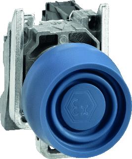 SCHNEIDER ELECTRIC HARMONY XB4 DRUKKNOP TERUGVERING 22MM 1NO ATEX BLAUW / CHROOM