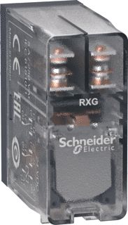 SCHNEIDER-ELECTRIC RXG INTERFACERELAIS INSTEEKRELAIS CONTACT 2W 5A SPOELSPANNING 24VDC MET TRANSPARANTE BEHUIZING 