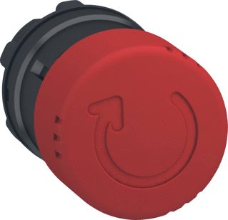 SCHNEIDER-ELECTRIC ZB4 FRONTELEMENT NOODSTOP/NOOD-UIT DRUKKNOP ROOD ONTGRENDELEN DOOR DRAAIEN ROND 30MM METALEN FRONTR. ZWART