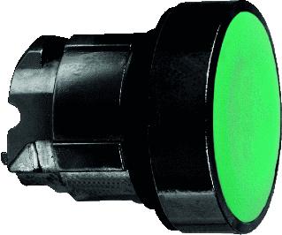 SCHNEIDER-ELECTRIC ZB4 FRONTELEMENT METAAL PULSDRUKKNOP VLAKKE LENS KLEUR GROEN FRONT ROND 22,5MM INB. FRONTRING METAAL ZWART