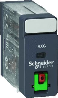 SCHNEIDER-ELECTRIC RXG INTERFACERELAIS INSTEEKRELAIS CONTACT 2W 5A SPOELSPANNING 120VAC VERGR. TESTKNOP MECH. STAND INDICATOR 