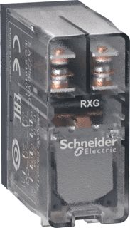 SCHNEIDER-ELECTRIC RXG INTERFACERELAIS INSTEEKRELAIS CONTACT 2W 5A SPOELSPANNING 24VAC MET TRANSPARANTE BEHUIZING 