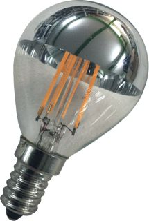 BAILEY LED FILAMENT LAMP KOGEL G45 E14 3W WARMWIT 2700K CRI80-89 KOPSPIEGEL ZILVER HELDER 350LM 220-240V AC 180D 45X78MM 