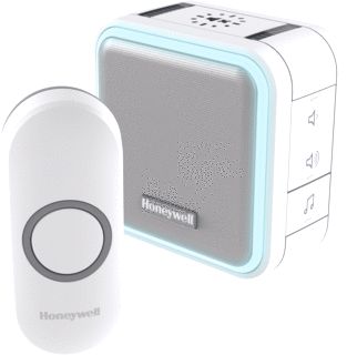 HONEYWELL RF 5 COMPACT 6 MELODIEEN-DEURBEL DRUKKNOP VERTICAAL HALO-VERLICHTING WIT