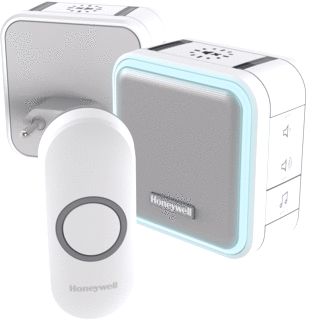 HONEYWELL RF 5 COMPACT 6 MELODIEEN-DRAADLOZE DRAAGBARE EN PLUG-IN DEURBEL MET SLAAPMODUS NACHTVERL-VERTICAAL HALO-VERL-WIT