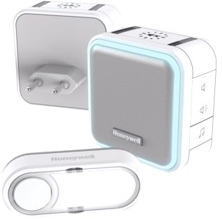 HONEYWELL DRAADLOZE DRAAGBARE PLUG-IN DEURBEL MET SLAAPSTAND NACHTLICHT EN DRUKKNOP WIT