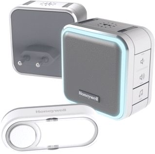 HONEYWELL DRAADLOZE PLUG-IN DEURBEL MET SLAAPSTAND NACHTLICHT EN DRUKKNOP WIT