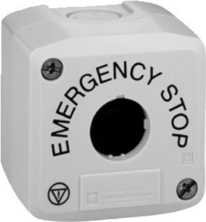 SCHNEIDER-ELECTRIC LEGE DRUKKNOPKAST KUNSTSTOF 1 BOORGAT 22,5MM 68X68MM ONDERB. L.GRIJS DEKSEL GEEL EMERGENCY STOP ISO13850