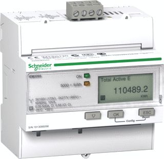 SCHNEIDER ELECTRIC ACTI 9 ELEKTRICITEITSMETER IEM3265 3F KWH & PUI METER 1/5A BAC MID 