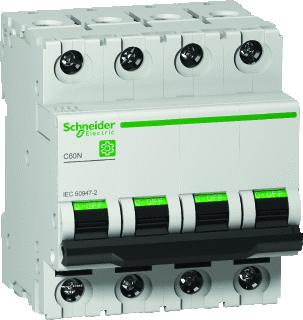 SCHNEIDER ELECTRIC AUTOMAAT C60N OEM 4-POLIG C-KARAKTERISTIEK 3A 415V 10KA 