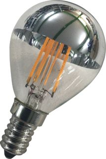 BAILEY LED FILAMENT LAMP KOGEL G45 E14 2W WARMWIT 2700K CRI80-89 KOPSPIEGEL ZILVER HELDER 170LM 220-240V AC 180D 45X78MM 