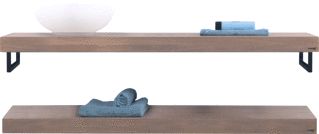 LOOOX WOODEN BASE SHELF DUO 140 CM EIKEN 'OLD GREY' HANDDOEKHOUDERS MAT ZWART