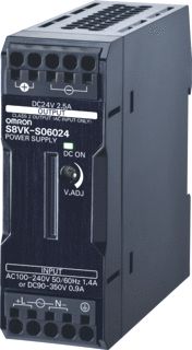 OMRON VOEDING S8VK-S 24 VDC/2,5 A 60 W DIN-RAIL 100-240 VAC PRIMAIR PCB GECOAT GESLOTEN BEHUIZING PUSH-IN PLUS 