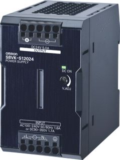 OMRON VOEDING S8VK-S 24 VDC/5 A 120 W DIN-RAIL 100-240 VAC PRIMAIR PCB GECOAT GESLOTEN BEHUIZING PUSH-IN PLUS 