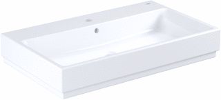 GROHE CUBE CERAMICS WASTAFEL WAND 1X WASKOM KRAANGAT MIDDEN OVERLOOP KERAMIEK ANTIBACTERIEEL 800 X 490 X 125MM (BXDXH) WIT 