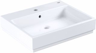 GROHE CUBE CERAMICS WASTAFEL WAND 1X WASKOM KRAANGAT MIDDEN OVERLOOP KERAMIEK ANTIBACTERIEEL 600 X 490 X 125MM (BXDXH) WIT 