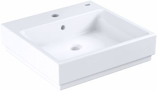 GROHE CUBE CERAMICS WASTAFEL WAND 1X WASKOM KRAANGAT MIDDEN OVERLOOP KERAMIEK ANTIBACTERIEEL 500 X 490 X 125MM (BXDXH) WIT 