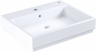 GROHE CUBE CERAMICS WASTAFEL OPZET 1X WASKOM KRAANGAT MIDDEN OVERLOOP KERAMIEK ANTIBACTERIEEL 600 X 490 X 125MM (BXDXH) WIT 