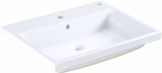 GROHE CUBE CERAMICS WASTAFEL INBOUW 1X WASKOM KRAANGAT MIDDEN OVERLOOP KERAMIEK ANTIBACTERIEEL 605 X 490 X 50MM (BXDXH) WIT 