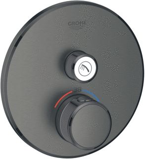 GROHE GROHTHERM SMARTCONTROL OPBOUWDEEL (DOUCHE) THERMOSTATISCH ROND WAND EENGREEPS MET OMSTELINRICHTING HARD GRAPHITE GEB 