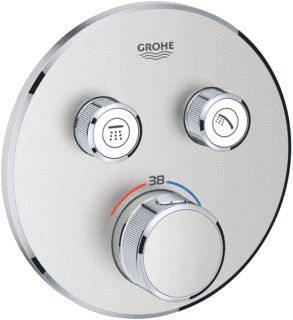 GROHE GROHTHERM SMARTCONTROL INBOUWMENGKRAAN OPBOUWDEEL THERMOSTATISCH ROND WAND EENGREEPS MET 2X OMSTELINRICHTING SUPERSTEEL 