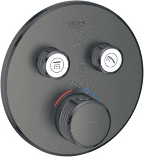 GROHE GROHTHERM SMARTCONTROL OPBOUWDEEL THERMOSTATISCH ROND WAND EENGREEPS MET 2X OMSTELINRICHTING HARD GRAPHITE GEB 