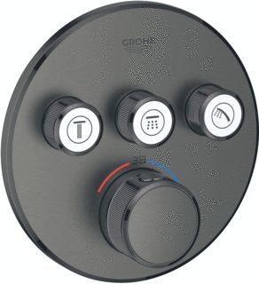 GROHE GROHTHERM SMARTCONTROL OPBOUWDEEL THERMOSTATISCH ROND WAND EENGREEPS MET 3X OMSTELINRICHTING HARD GRAPHITE GEB 