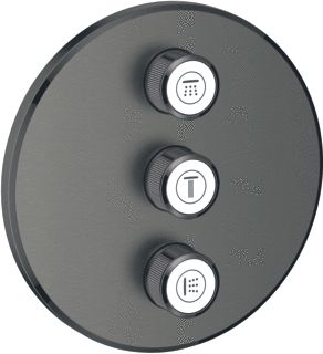 GROHE SMARTCONTROL INBOUWMENGKRAAN OPBOUWDEEL (STOPKRAAN) ROND WAND MET 3X OMSTELINRICHTING HARD GRAPHITE GEBORSTELD 