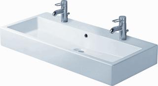 DURAVIT MEUBELWASTAFEL MET OVERLOOP MET 2X KRAANGATEN ONDERZIJDE GEGLAZUURD 1000 X 470MM WIT