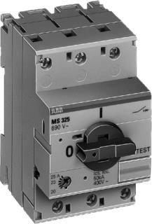 ABB MS 325 0-1 MOTORBEVEILIGINGSSCHAKELAAR THERMOMAGNETISCH 3P 0-03KW 0-1A 230V 100KA DRAAIKNOP SCHROEFAANSLUITING IP20 