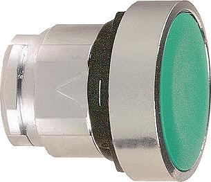 SCHNEIDER-ELECTRIC ZB4 FRONTELEMENT METAAL PULSDRUKKNOP VLAKKE LENS KLEUR GROEN FRONT ROND 22,5MM INBOUW FRONTRING CHROOM