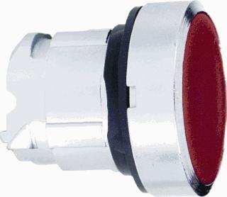 SCHNEIDER-ELECTRIC ZB4 FRONTELEMENT METAAL PULSDRUKKNOP VLAKKE LENS KLEUR ROOD FRONT ROND 22,5MM INBOUW FRONTRING CHROOM