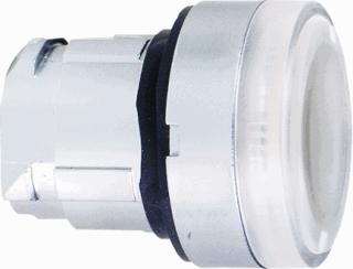 SCHNEIDER-ELECTRIC ZB4 FRONTELEMENT METAAL PULSDRUKKNOP VLAKKE LENS VOOR INDICATIEPLAATJE KLEUR WIT FRONT ROND FRONTRING CHROOM