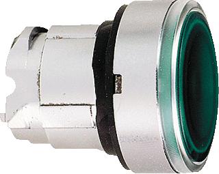 SCHNEIDER-ELECTRIC ZB4 FRONTELEMENT METAAL PULSDRUKKNOP VLAKKE LENS VOOR INDICATIEPLAATJE KLEUR GROEN FRONT ROND FRONTR. CHROOM