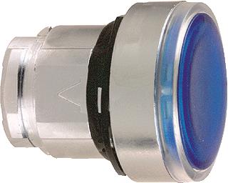 SCHNEIDER-ELECTRIC ZB4 FRONTELEMENT METAAL PULSDRUKKNOP VLAKKE LENS VOOR INDICATIEPLAATJE KLEUR BLAUW FRONT ROND FRONTR. CHROOM