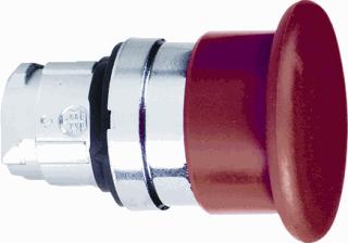 SCHNEIDER-ELECTRIC ZB4 FRONTELEMENT PADDESTOELPULSDRUKKNOP KLEUR: ROOD KNOP ROND 40MM INBOUW: 22,5 MM METALEN FRONTRING CHROOM