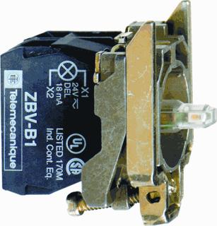 SCHNEIDER-ELECTRIC ZB4 SAMENGESTELD CONTACTELEMENT HOUDER + CONTACT 1M + P-LED WIT 24 VACDC (ZB4BZ009 + 1 X ZBE101 + ZBVB1)