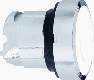 SCHNEIDER-ELECTRIC ZB4 FRONTELEMENT METAAL DRUKKNOPSCHAKELAAR VLAKKE LENS KLEUR WIT FRONT ROND 22,5MM INBOUW FRONTRING CHROOM