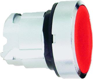 SCHNEIDER-ELECTRIC ZB4 FRONTELEMENT METAAL DRUKKNOPSCHAKELAAR VLAKKE LENS KLEUR ROOD FRONT ROND 22,5MM INBOUW FRONTRING CHROOM