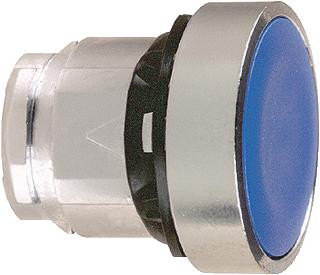 SCHNEIDER-ELECTRIC ZB4 FRONTELEMENT METAAL DRUKKNOPSCHAKELAAR VLAKKE LENS KLEUR BLAUW FRONT ROND 22,5MM INBOUW FRONTR. CHROOM