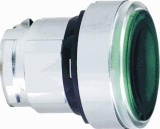 SCHNEIDER-ELECTRIC ZB4 FRONTELEMENT VERLICHTE DRUKKNOPSCHAKELAAR VOOR LED VLAKKE LENS KLEUR GROEN FRONT ROND FRONTRING CHROOM