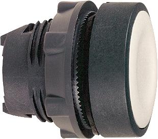 SCHNEIDER-ELECTRIC ZB5 FRONTELEMENT PLASTIC PULSDRUKKNOP VLAKKE LENS KLEUR WIT FRONT ROND 22,5MM INBOUW FRONTRING ZWART