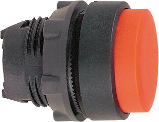 SCHNEIDER-ELECTRIC ZB5 FRONTELEMENT PLASTIC PULSDRUKKNOP VERHOOGDE LENS KLEUR ROOD FRONT ROND 22,5MM INBOUW FRONTRING ZWART