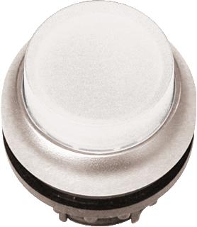 EATON RMQ-TITAN M22 FRONTELEMENT VERLICHTE DRUKKNOPSCHAKELAAR HOGE LENS KLEUR WIT FRONT ROND 22,5MM INBOUW FRONTRING CHROOM