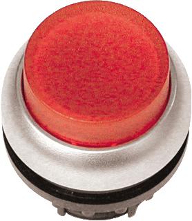 EATON RMQ-TITAN M22 FRONTELEMENT VERLICHTE DRUKKNOPSCHAKELAAR HOGE LENS KLEUR ROOD FRONT ROND 22,5MM INBOUW FRONTRING CHROOM