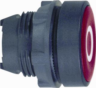 SCHNEIDER-ELECTRIC ZB5 FRONTELEMENT PLASTIC PULSDRUKKNOP VLAKKE LENS KLEUR ROOD OPDRUK O(WIT) FRONT ROND FRONTRING ZWART