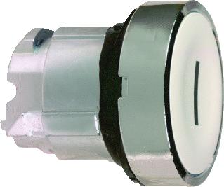 SCHNEIDER-ELECTRIC ZB4 FRONTELEMENT METAAL PULSDRUKKNOP VLAKKE LENS KLEUR WIT OPDRUK I(ZWART) FRONT ROND FRONTRING CHROOM